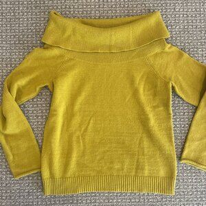 ANTHROPOLOGIE Sweater Womens Sz S Soft Shelby Off Shoulder Mustard Yellow Top